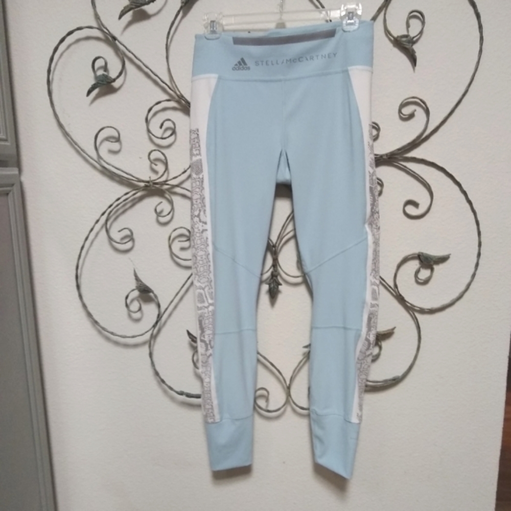 STELLA McCARTNEY Run Tight blue snake print accent leggings, M